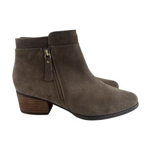 Blondo Waterproof Suede Ankle Boots Brown Block Heel Booties Women’s Size 9